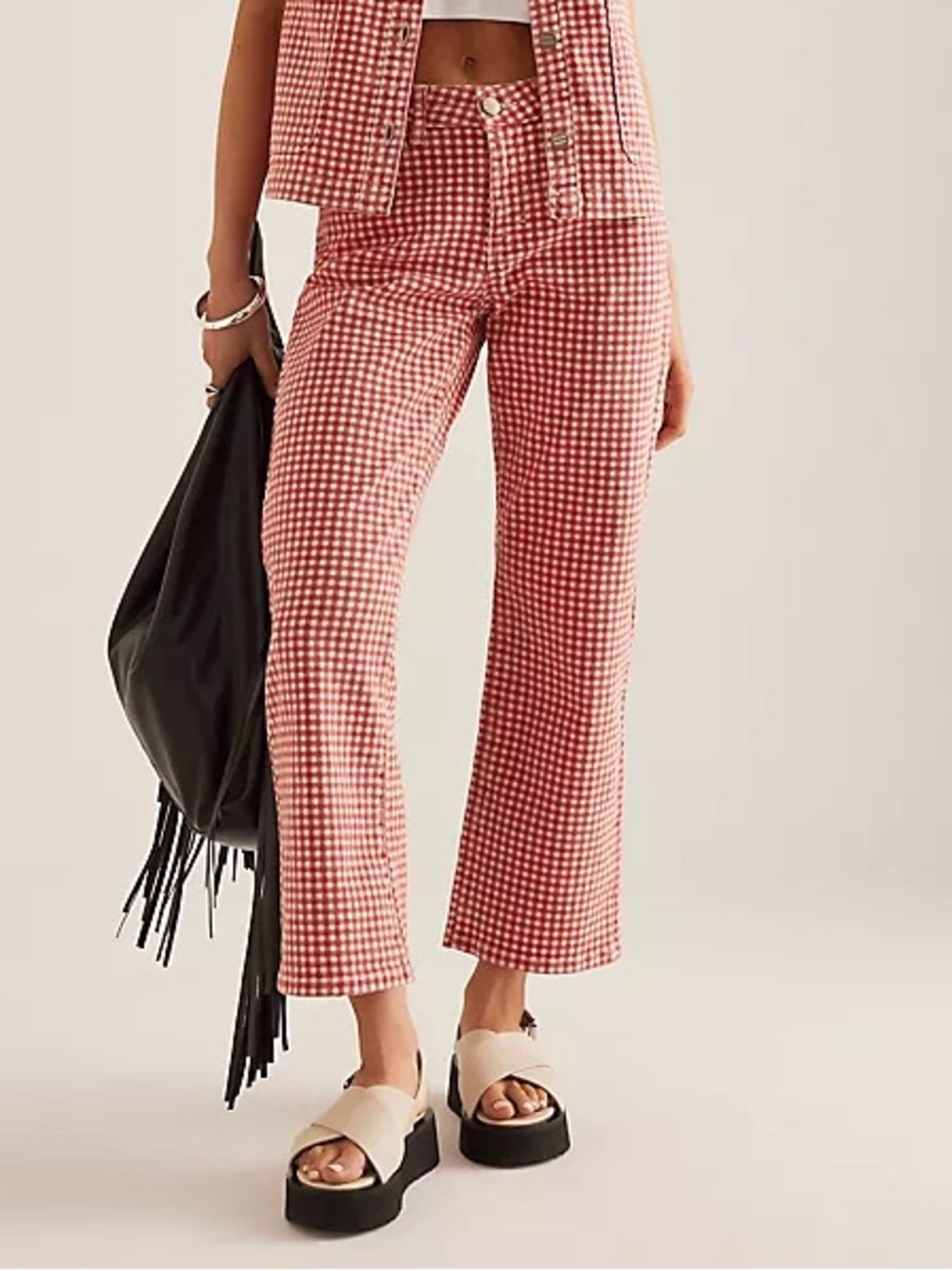 Damson Madder Kenny Jeans, US 2 / UK 6, Red/White Gingham NWT